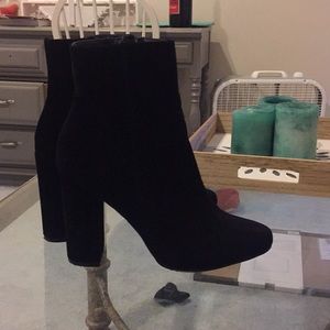 Suede black ankle booties